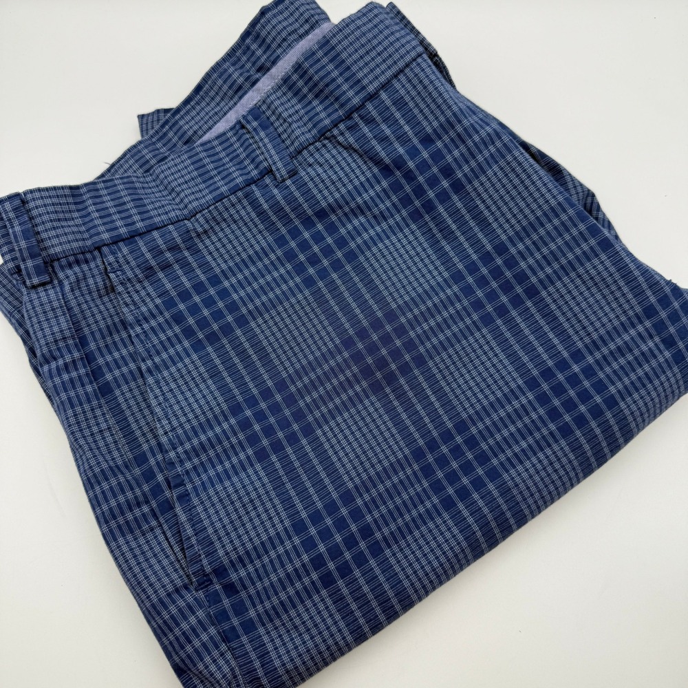 Brooks Brothers Plaid Golf Shorts Flat Front Casual Blue Mens Size 40
